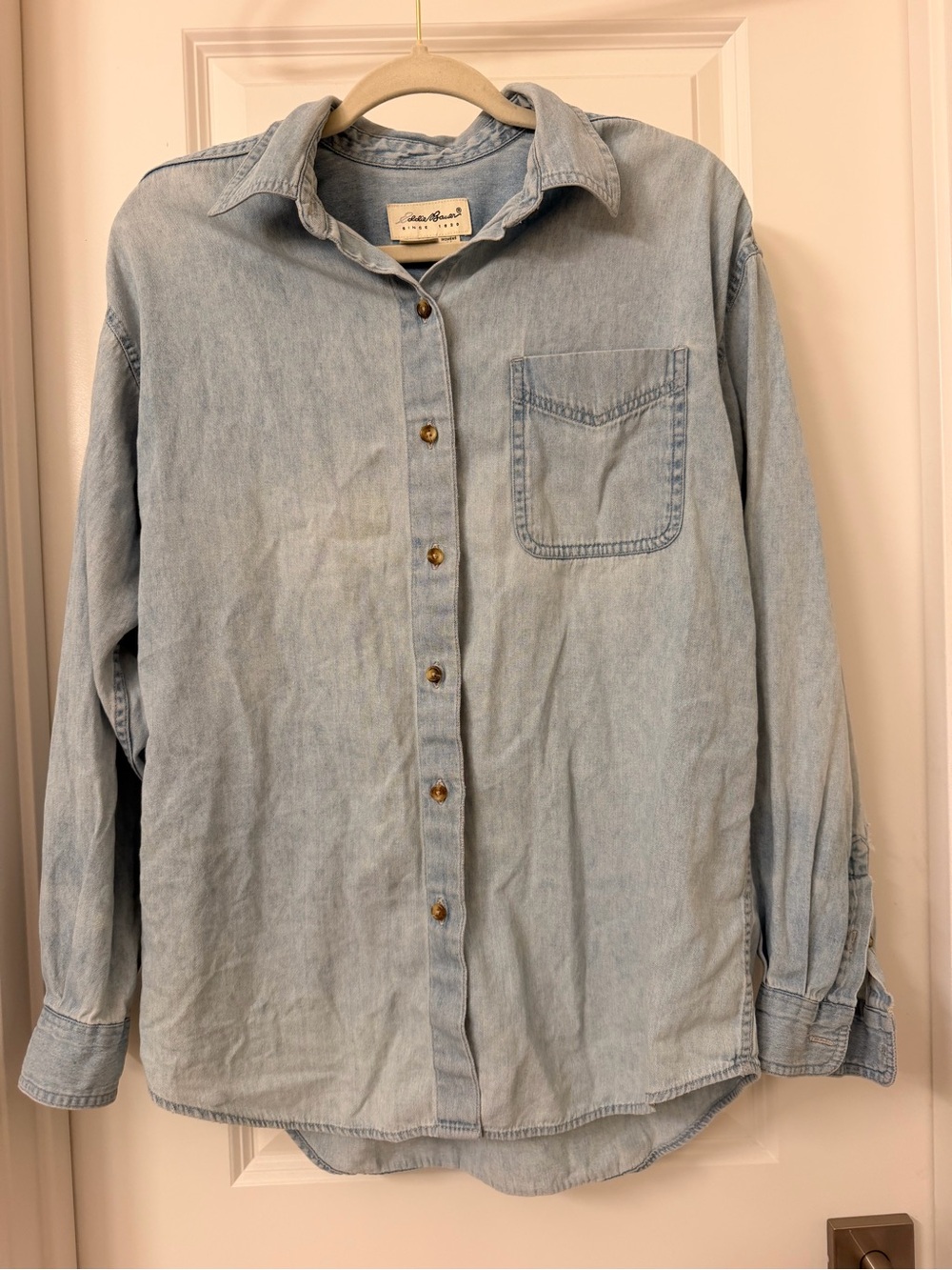 Eddie Bauer Light Blue Denim Button-Front Shirt